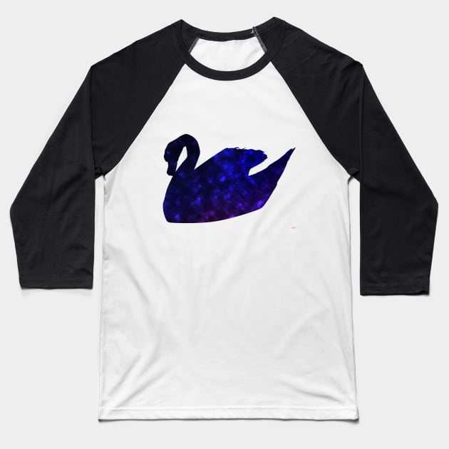 Space Silhouette Swan Baseball T-Shirt by Bloodfire09